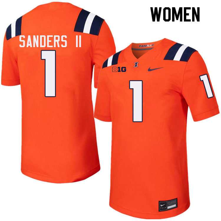 Women #1 Mario Sanders II Illinois Fighting Illini College Football Jerseys Stitched-Orange